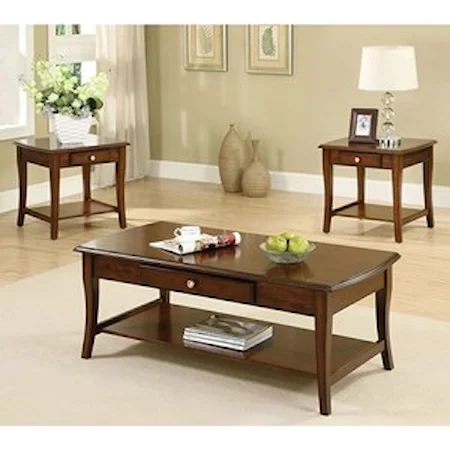 Transitional 3 Piece Table Set with Drawers